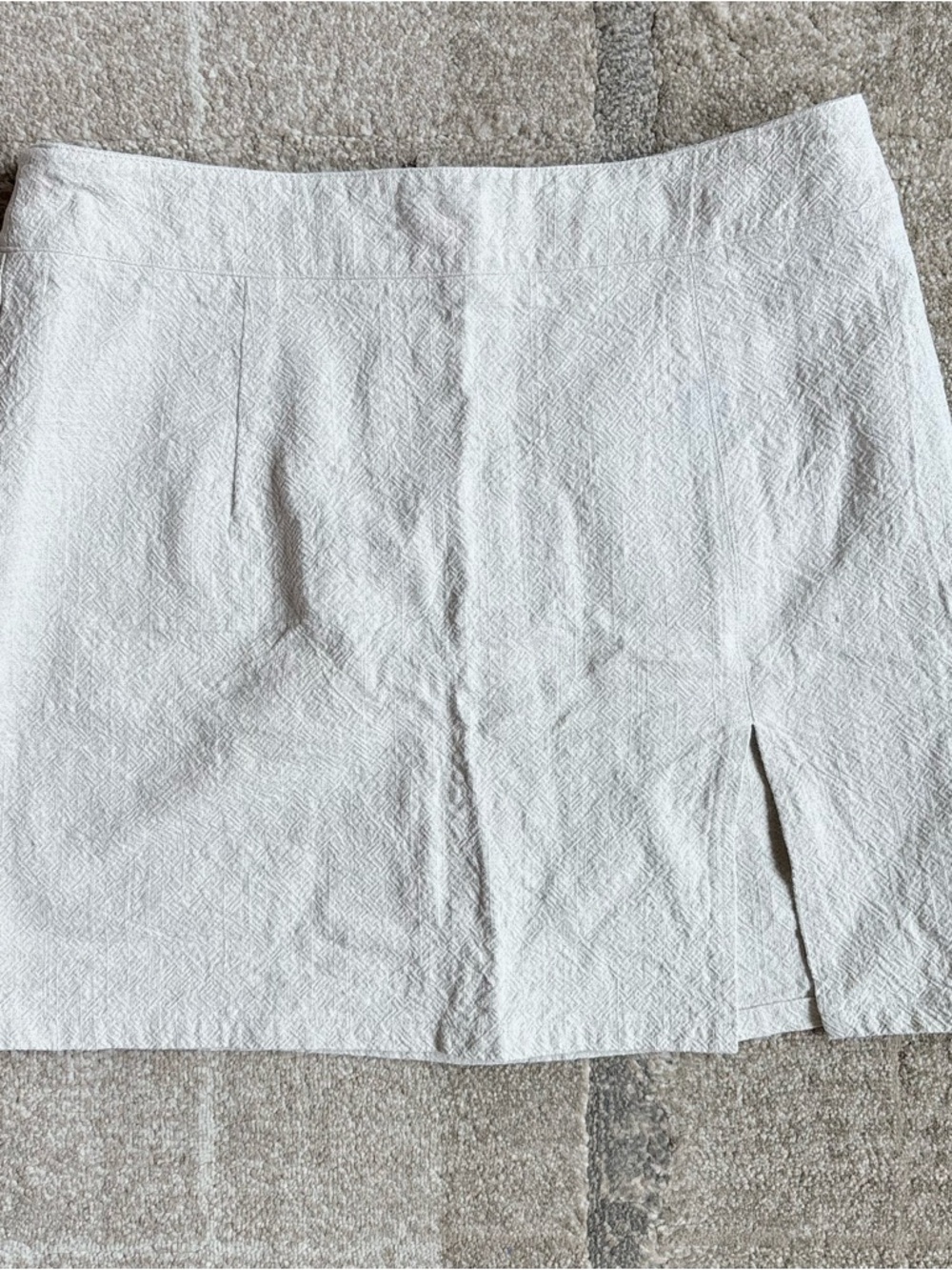 Lioness The Lola Mini Skirt Oatmeal Cream Size Medium EUC split over left leg